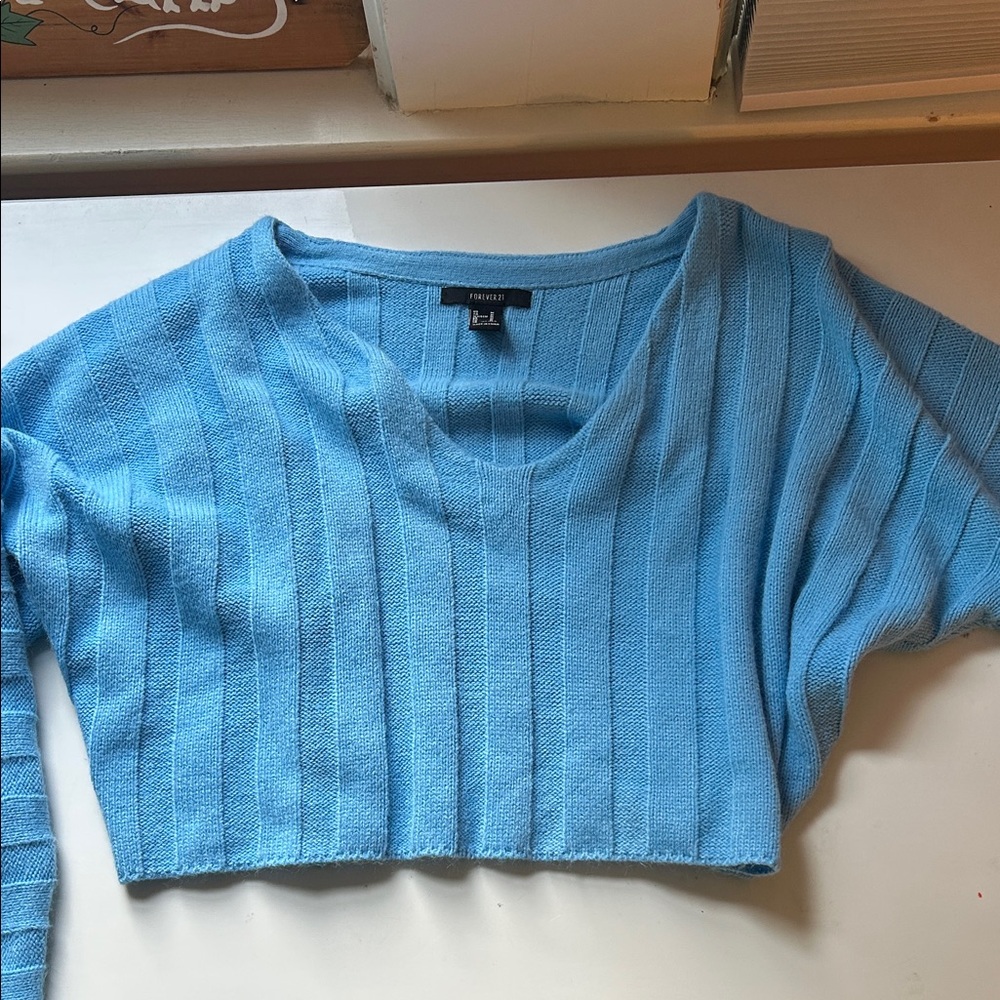 Forever 21 Blue Off-the-Shoulder Sweater